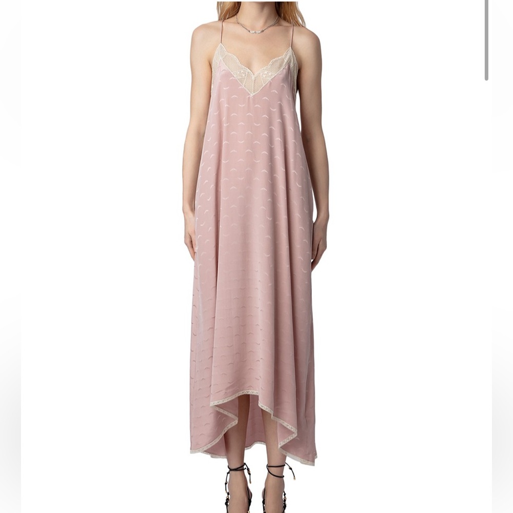 Zadig & Voltaire Risty wings silk jacquard dress 100% silk primrose
